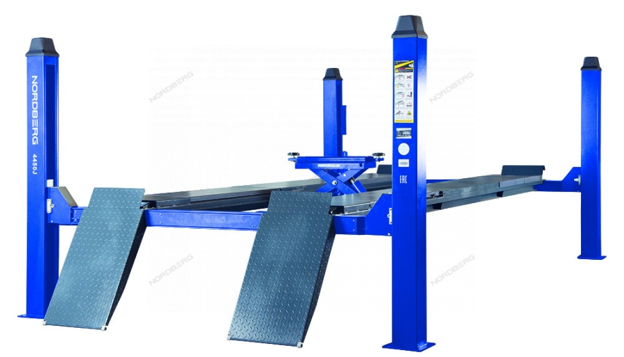 Четырехстоечный подъемник NORDBERG 4450 г/п 5т, c траверсой 3 т., 380В для сход-развала (синий)